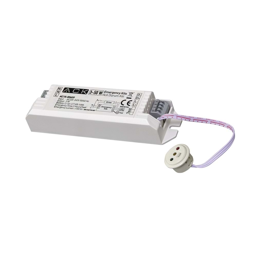 ACK 230V AC/50 Hz / 1,5W (<0,009 A) / IP20 ACIL AYDINLATMA KITI AC15-00609