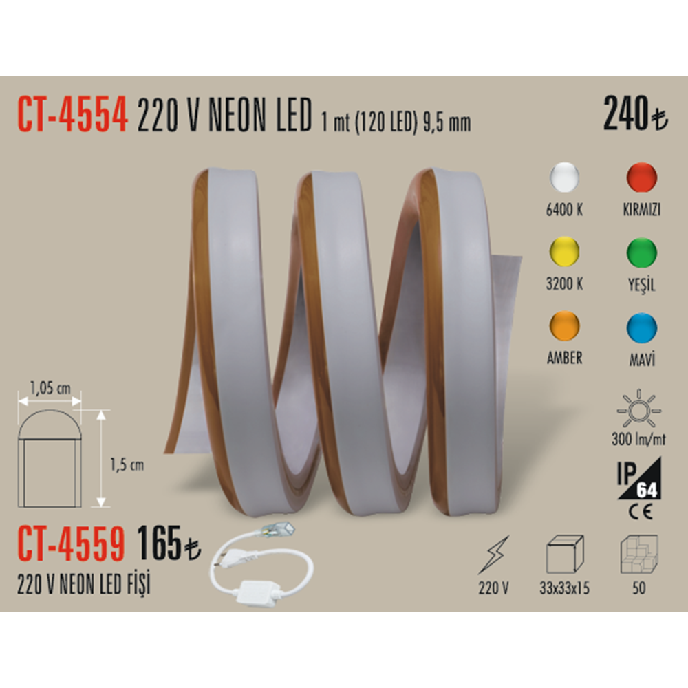 NEON LED HORTUM (BEYAZ) CT-4554B