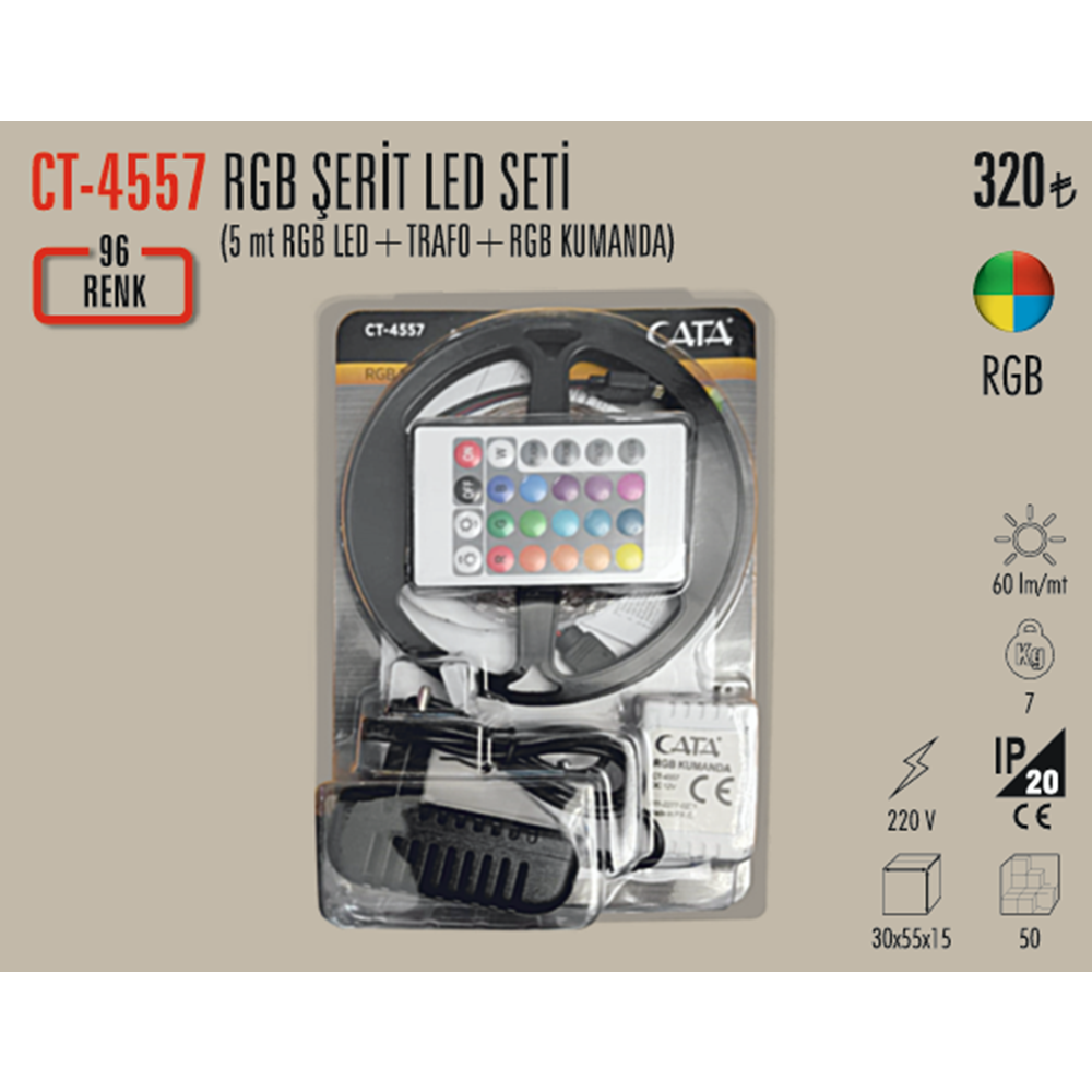 RGB ŞERİT LED SET (54 CİP 2835) CT-4557