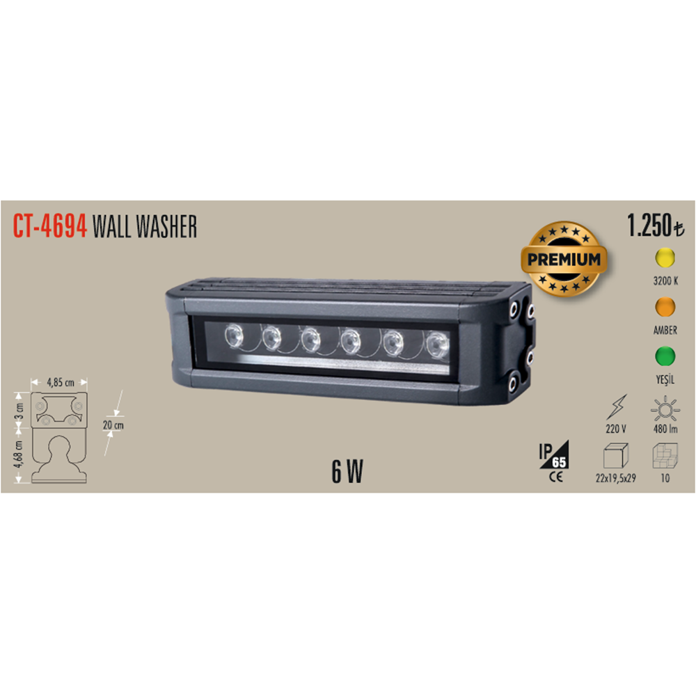 6W GOLD WALL WASHER( 20 CM)(GÜNIŞIĞI) CT-4694G