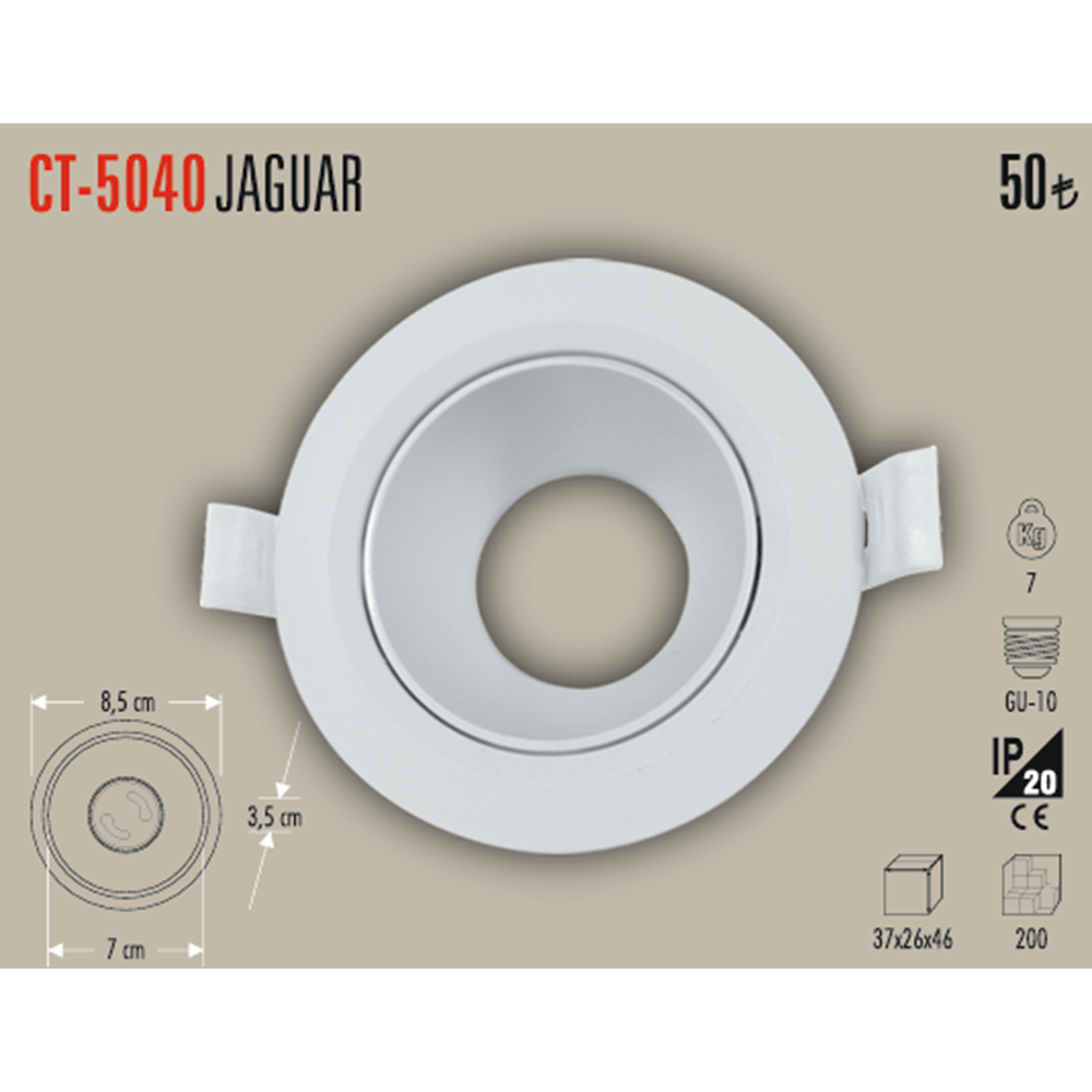 JAGUAR DEKARATIF BEYAZ KASA YUVARLAK CT-5040