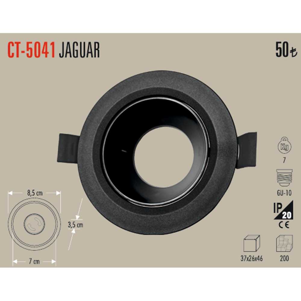 JAGUAR DEKARATIF SIYAH KASA YUVARLAK CT-5041