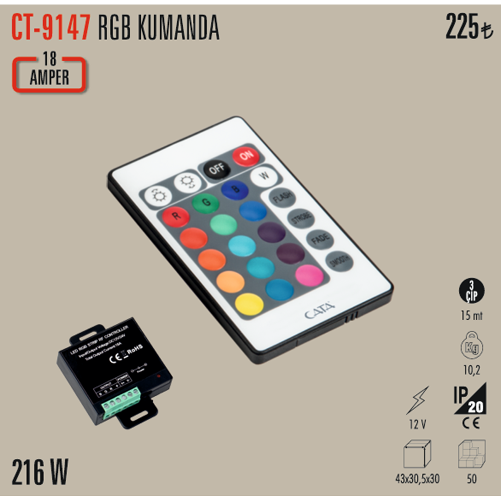 RGB KUMANDA MODÜL (20 MT)(AREF) CT-9147