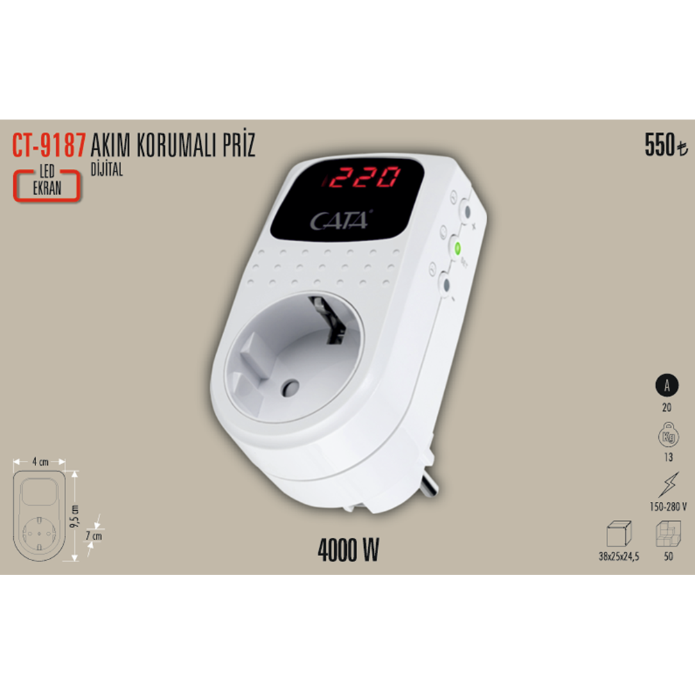 PRİZ REGÜLATÖR ( 150-280V ) ( 4000W ) CT-9187