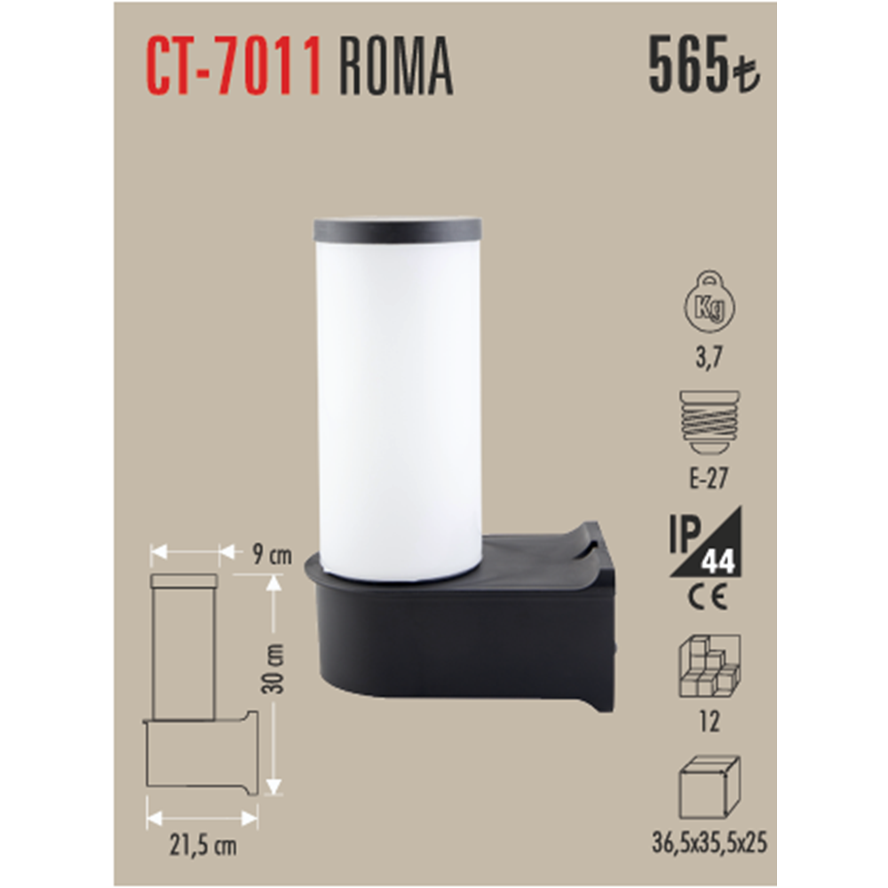 ROMA BAHÇE ARMATÜRÜ (APLİK)(E27) CT-7011